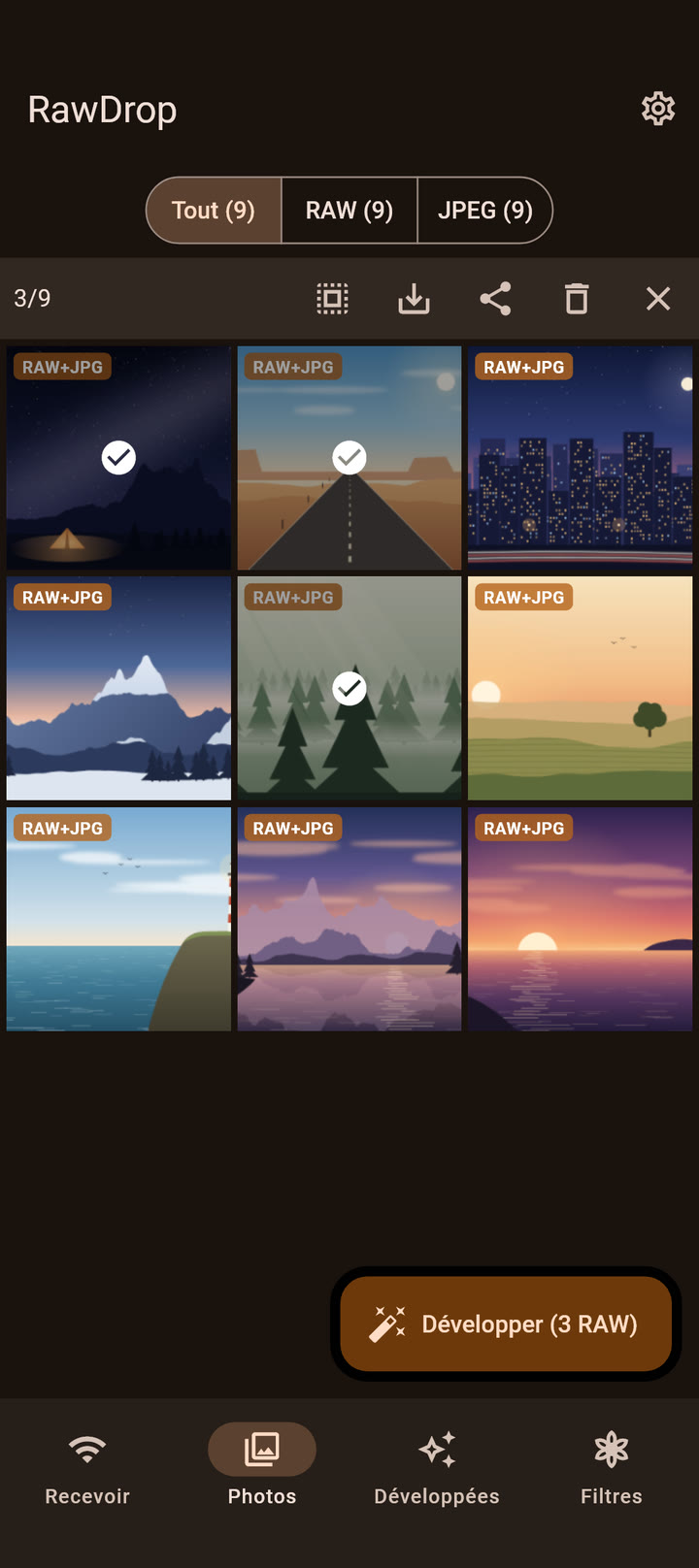Capture d’écran de RawDrop : Photos