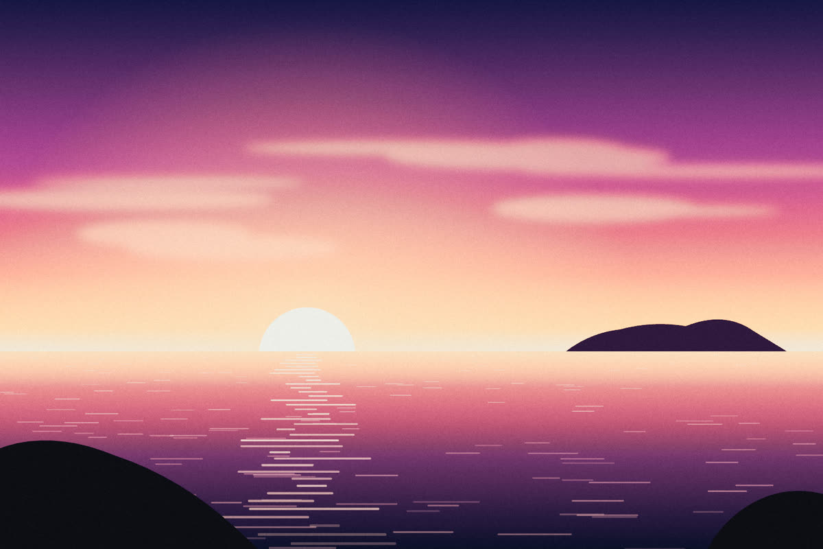 Coucher de soleil, développée avec le filtre Chaud 400